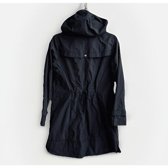 Cole Haan Signature Hooded Rain Jacket Long Vented Women’s Size S Small Black - Picture 2 of 8